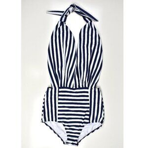 Cocoship Retro One Piece Stripe Swimsuit Large